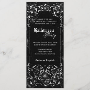 Invitation Victorienne Éffrayante gothique de Black Halloween