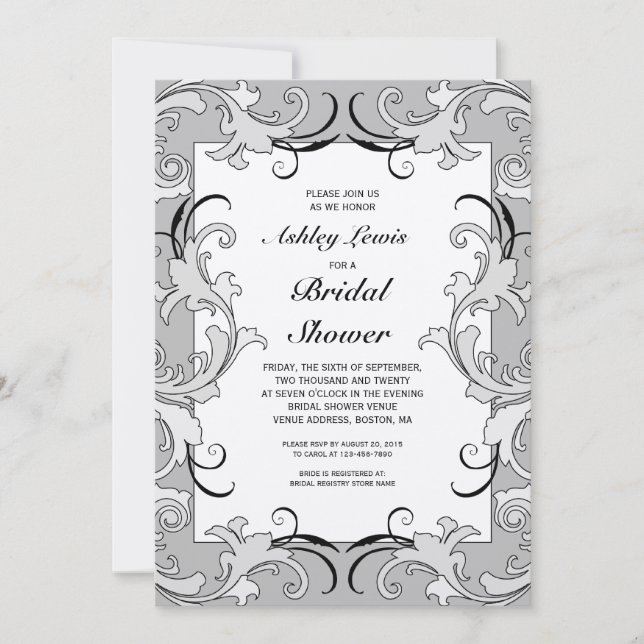 Invitation victorienne grise crème de Fête de la (Devant)