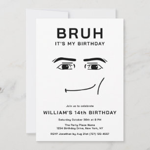 Invitation Vidéo drôle de jeu vidéo Meme Bruh pour les 14 ans