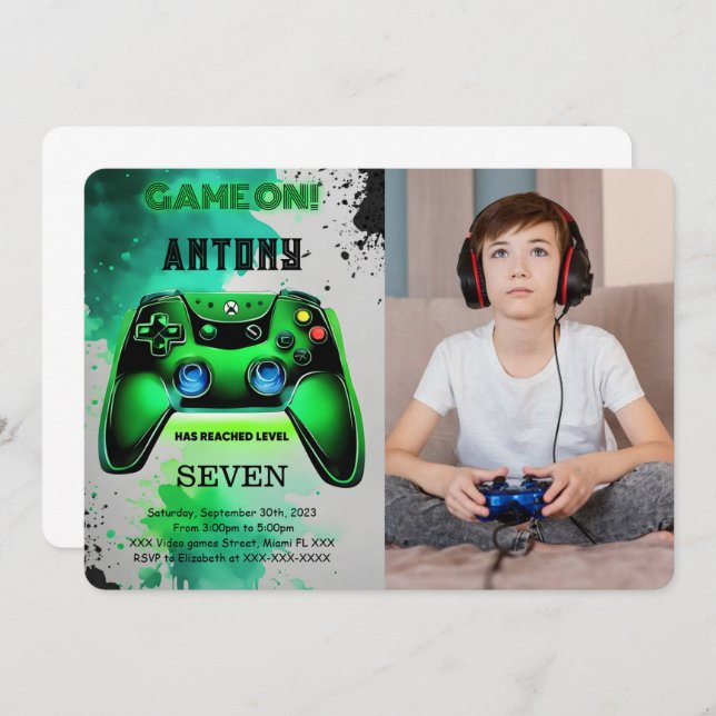 Invitation Vidéo Jeu Anniversaire Photo (Devant / Derrière)