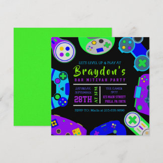 Invitation VIDÉO JEU JEU Bar Mitzvah Soirée
