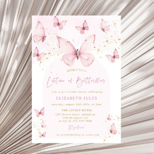 Invitation Vie des papillons Fête des mariées d'or rose