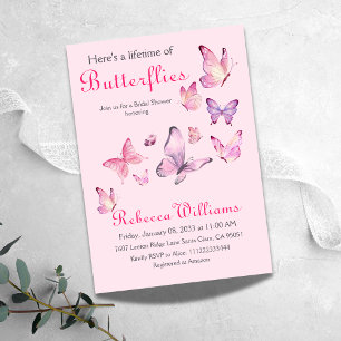Invitation Vie des papillons Floral Fête des mariées rose