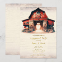Vieille Grange Rouge Rustique Fête de Fiançailles 