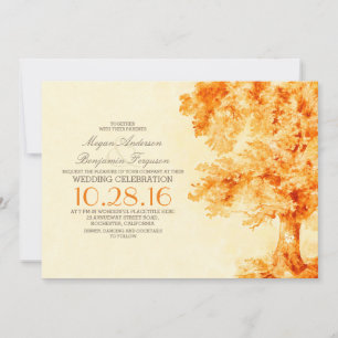 Invitation vieilles amitiés de mariage à l'aquarelle orange