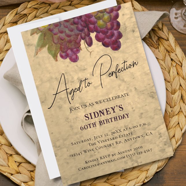 Invitation Vieilli à la perfection 60e anniversaire, vin élég (Créateur téléchargé)