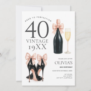 Invitation Vieilli à la perfection Glam 40e Champagne Anniver