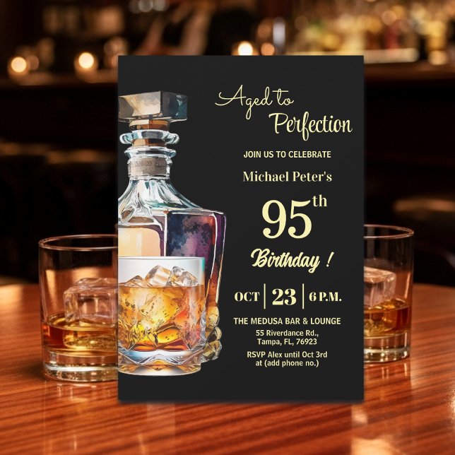 Invitation Vieilli à la perfection Hommes 95e Whisky Annivers (Créateur téléchargé)