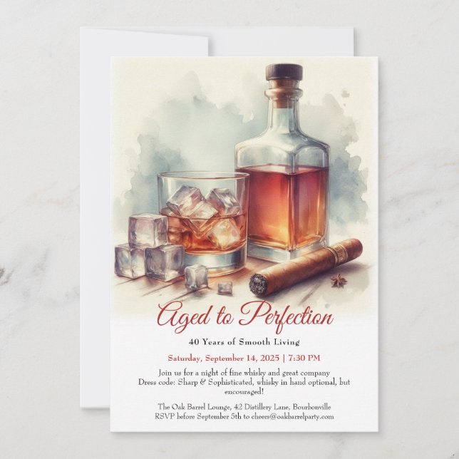 Invitation « Vieilli à la perfection – Whisky d'anniversaire  (Devant)