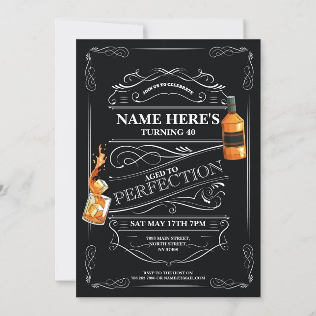 Invitation Vieilli à Perfection Whiskey 50e 60e N'importe que (Devant)