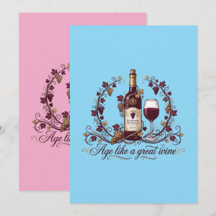 Invitation Vieillir comme un grand vin Illustration élégante