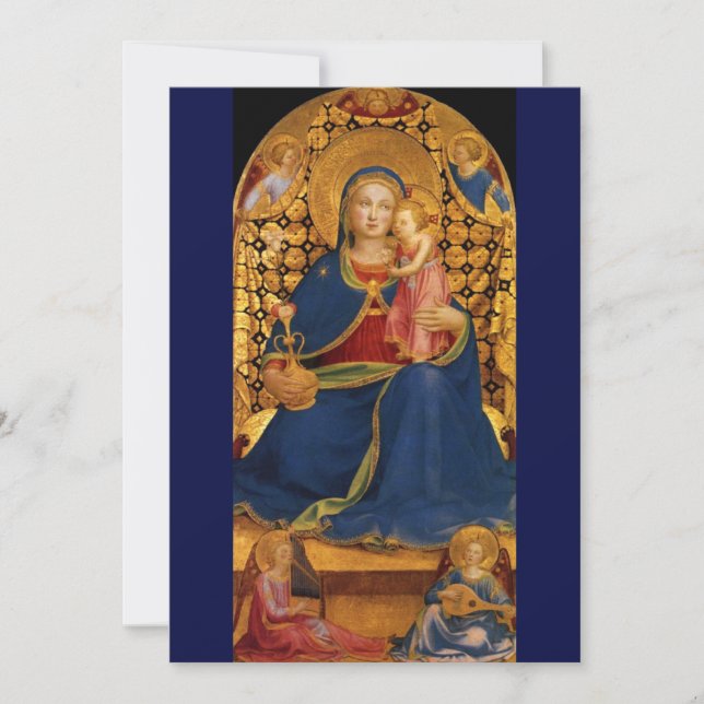 Invitation VIERGE AVEC ENFANT ET ANGELS, Or Bleu (Devant)