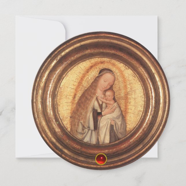 Invitation VIERGE AVEC ENFANT Noël Party Rouge Ruby (Devant)