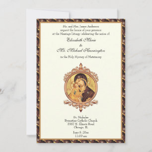 Invitation Vierge catholique byzantine Marie Mariage Combo