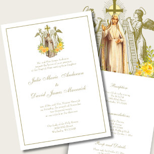 Invitation Vierge catholique Marie Jaune Mariage floral