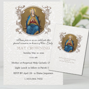 Invitation Vierge catholique traditionnelle Marie mai Crowne
