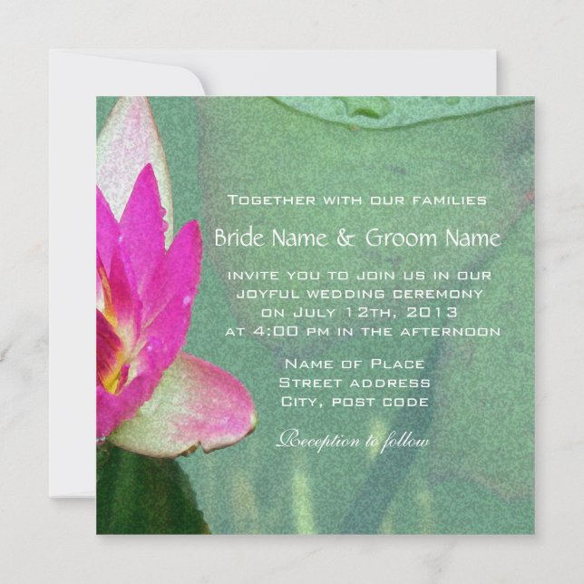 invitation vierge de fleur de nénuphar rose (Dos)