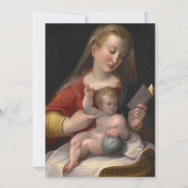Invitation Vierge et enfant avec livre - Noël (Devant)