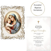 Vierge et enfant Ornate Gold Frame Baptême catholi