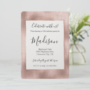 Invitation Vierge rose rose or glam chic Anniversaire