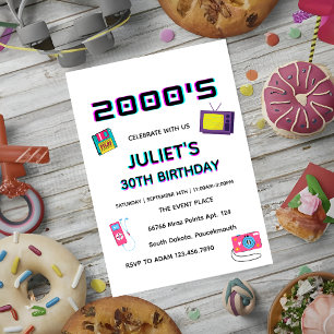 Invitation vieux 2000s Soiree fête vierge 30e anniversaire