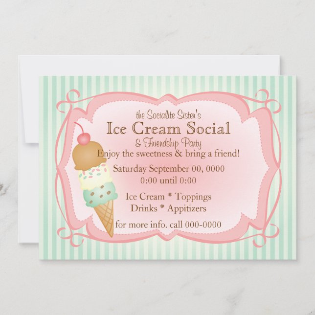 Invitation Vieux à la crème glacée Social! (Devant)