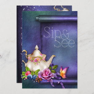 Invitation Vieux anglais Rose Tea Party Sip & Voir Baby showe