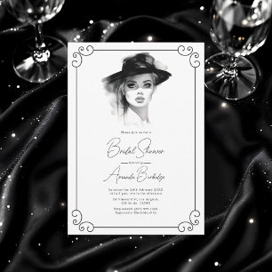 Invitation Vieux argent Esthétique Fête des mariées noir et b