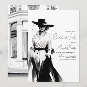 Invitation Vieux argent Esthétique Noir et Blanc Bachelorette