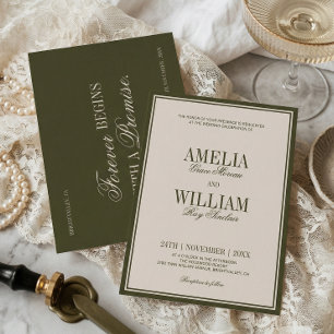 Invitation Vieux Argent Luxe Classique Vert Olive Crème Maria