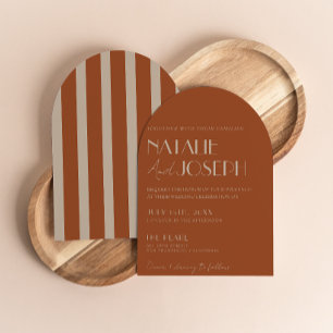 Invitation Vieux Argent Mariage Arqué Orange Brûlé Doré