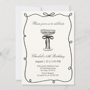 Invitation Vieux argent, Whimsical Main dessiné anniversaire
