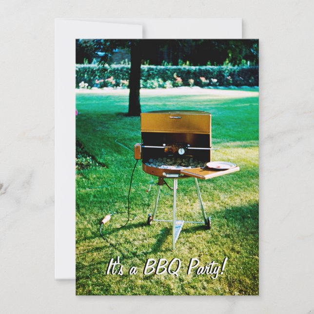 Invitation VIEUX BBQ GRILL Party 1959 Photographie couleur (Devant)