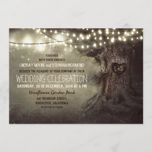Invitation Vieux chêne et Coeur de bois rustique Pays