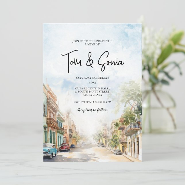 Invitation Vieux Cuba Havana Destination Mariage (Debout devant)