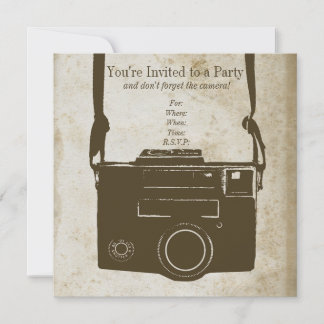 Invitation Vieux film rétro Caméra sur papier antique