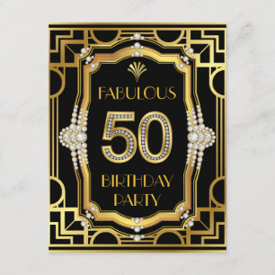 Invitation Vieux Hollywood Glam Art Déco 50e fête d'anniversa