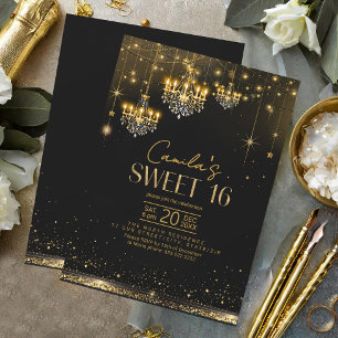 Invitation Vieux Hollywood Lustres Glam Sweet 16 ID1108
