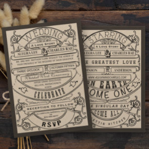 Invitation Vieux Hollywood Typographie Billet Mariage Invitat