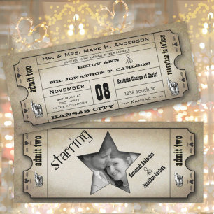 Invitation Vieux Hollywood Vintage Typographie Mariage de bil