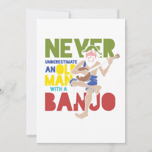 Invitation Vieux Homme Avec Banjo Country Music Bluegrass Cad