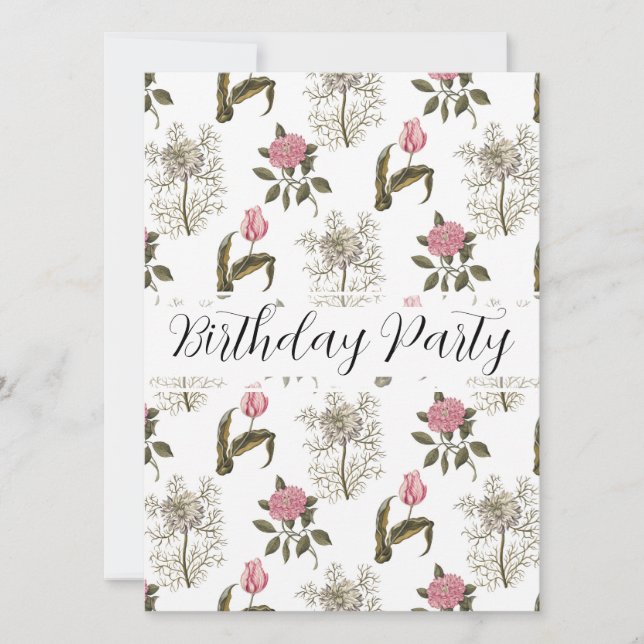 Invitation Vieux Jardin Anglais Floral Anniversaire (Devant)