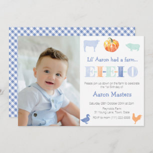 Invitation Vieux MacDonald Citrouille ferme fête d'anniversai
