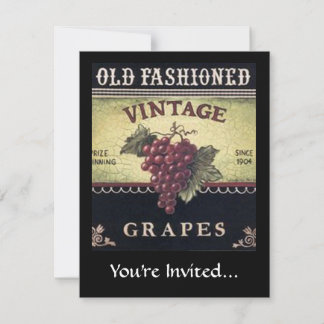 Invitation Vieux Raisins Vintages de mode, Vin pourpre et noi