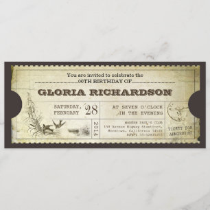 INVITATION VIEUX TICKETS VINTAGES ANNIVERSAIRE