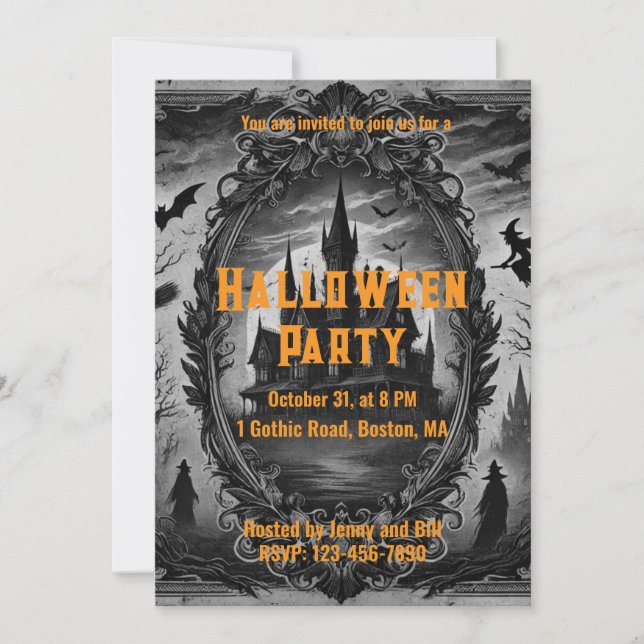 Invitation Vieux Vintage gothique Maison hantée Parti d'Hallo (Devant)