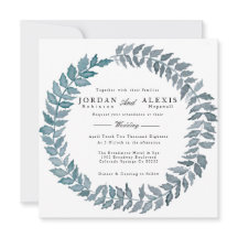 Vigne bleu acier | Mariage de couronne d'aquarelle