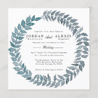 Vigne bleu acier | Mariage de couronne d'aquarelle
