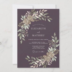 Invitation Vigne de Champagne Doré Prune Mariage