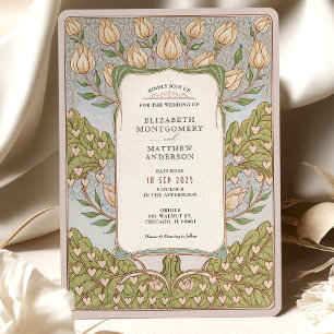 Invitation Vigne florale romantique Art Nouveau Mariage
